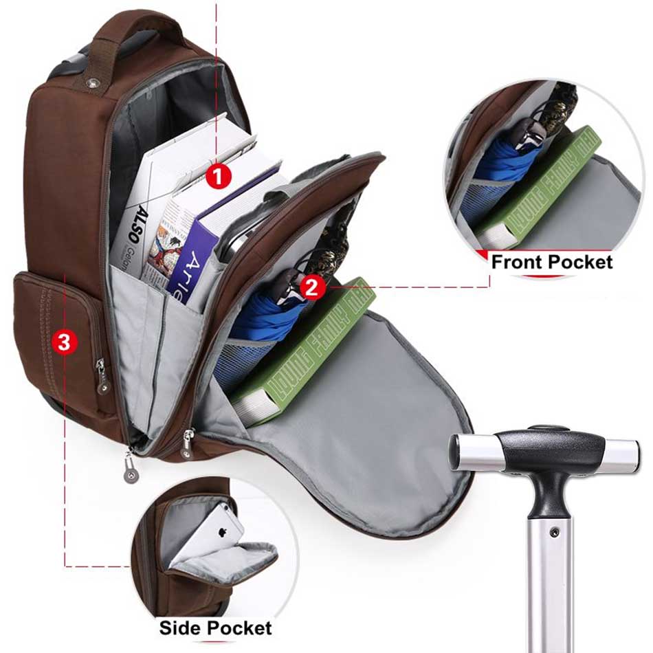 Ba lô kéo du lịch nữ vải chống thấm nước có ngăn đựng laptop TM846