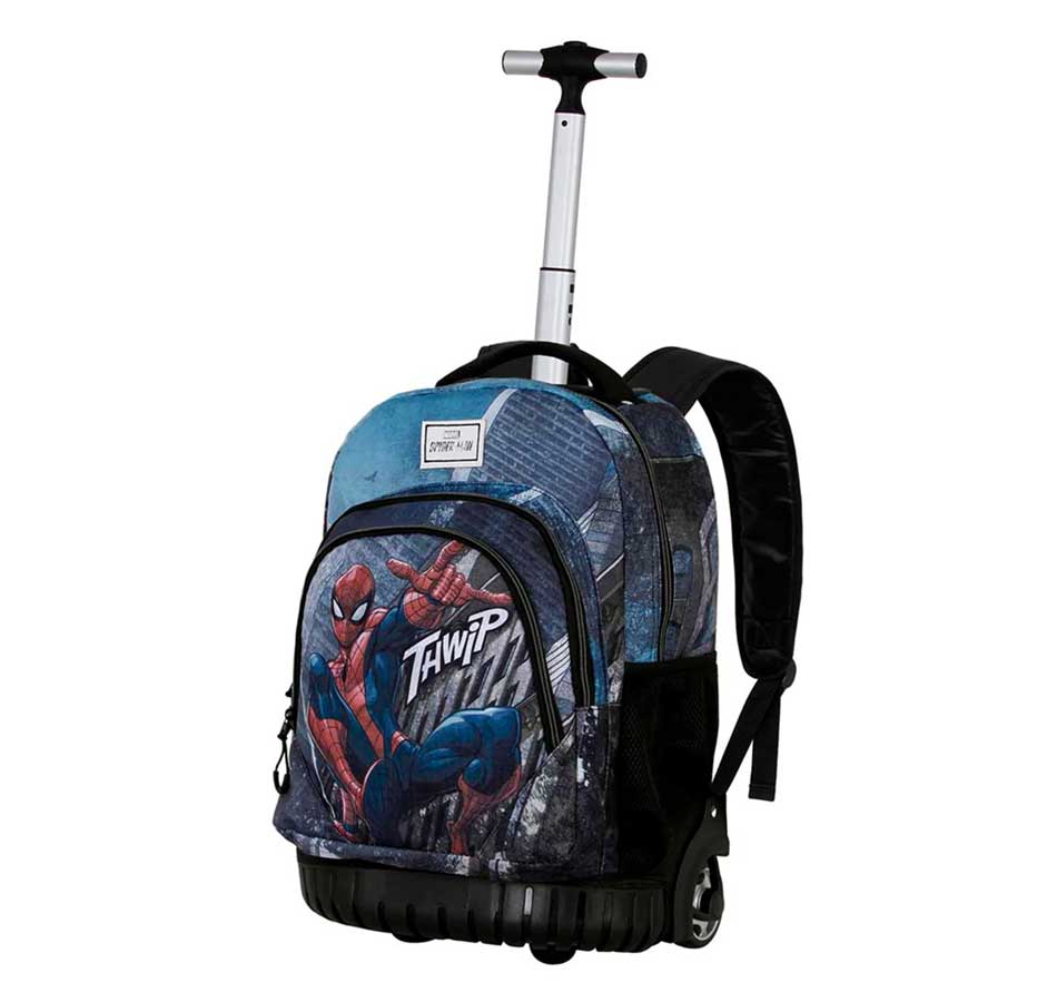 Ba lô kéo học sinh bé trai đi học spider man 2 bánh xe size 18 TM821