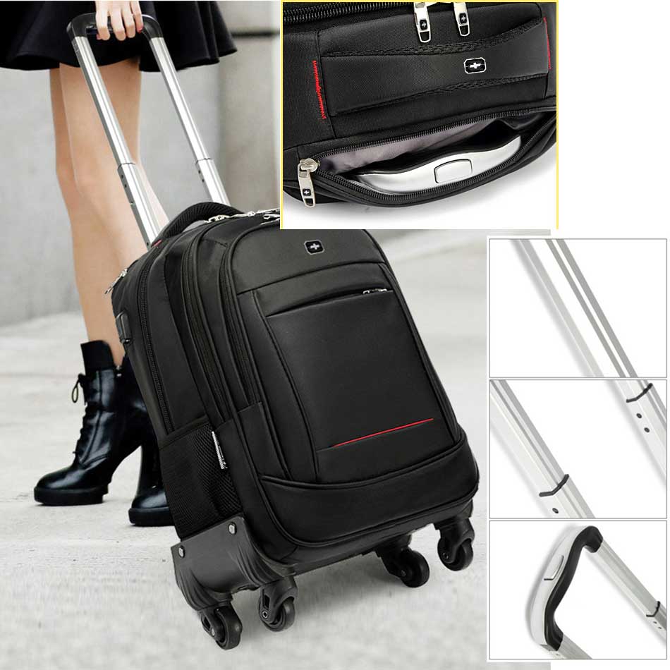 Balo kéo du lịch 4 bánh xe vải chống nước Balo kéo du lịch 4 bánh xe vải chống nước đựng laptop quần áo TM857