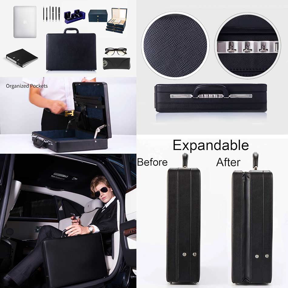 Cặp táp khóa số da bò thật TM525 Cặp táp khóa số da bò thật mở rộng được đựng hồ sơ quần áo TM525