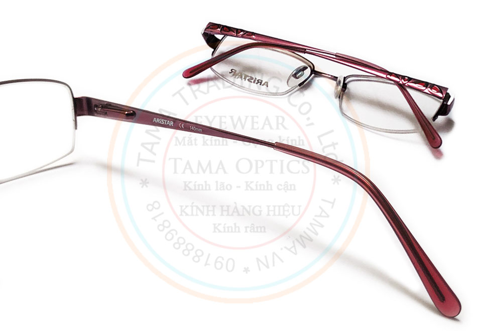 Gọng kính cận nữ đẹp thương hiệu Charman Aristar đỏ rượu TM954