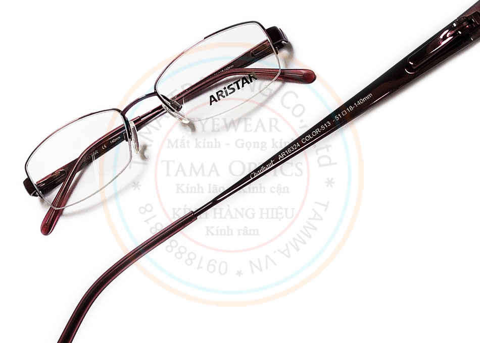 Gọng kính cận nữ đẹp thương hiệu Charman Aristar đỏ rượu TM954