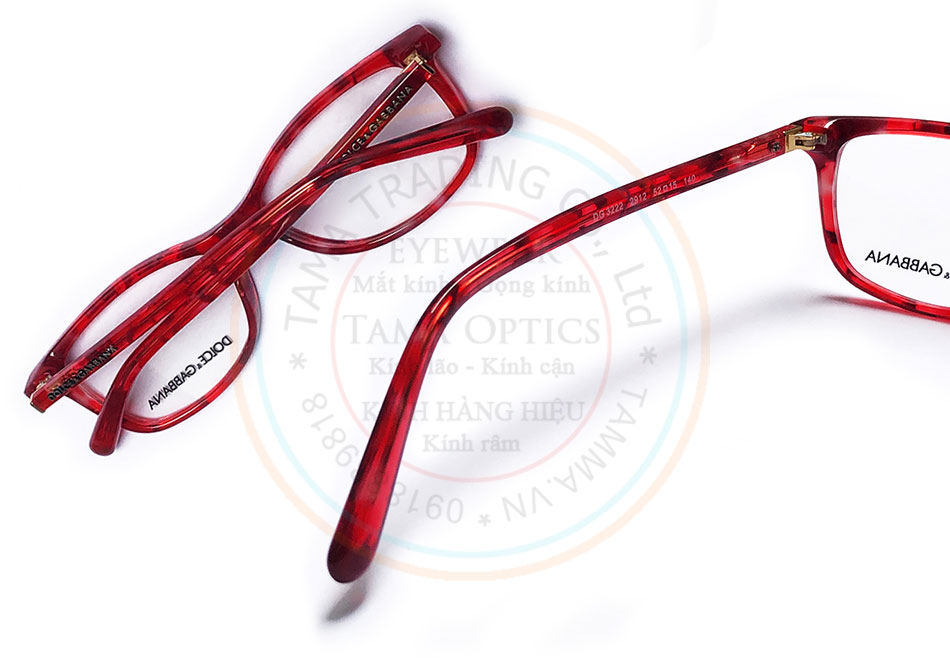 Gọng kính cận nữ hàng hiệu Italy D&G màu đỏ TM951