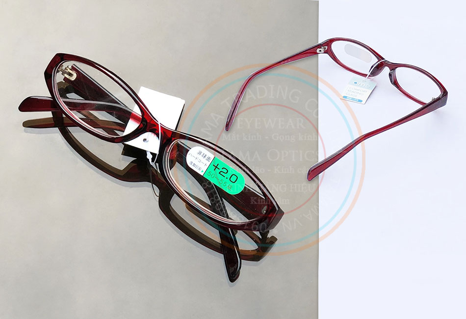 Kính lão Nhật cho nữ 2.0 độ Kính lão Nhật cho nữ gọng nhựa màu đỏ đậm 2.0 độ TM782