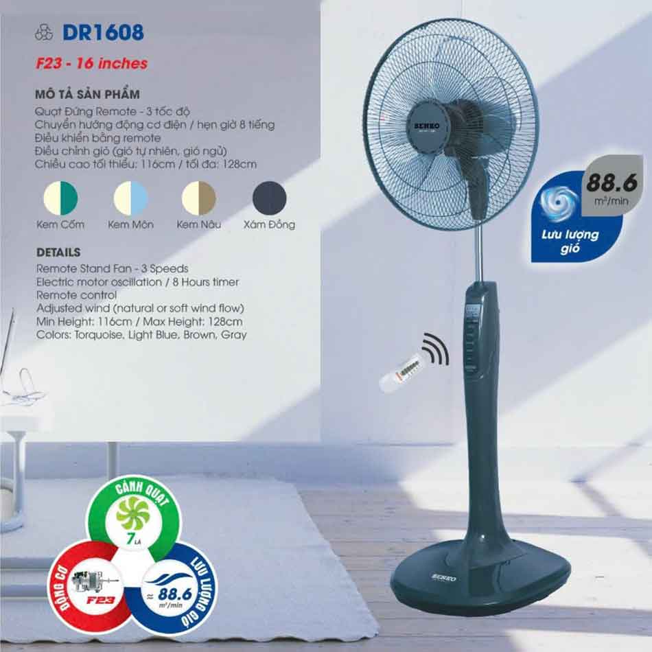 Quạt đứng Senko 7 cánh DR1608 65W có remote