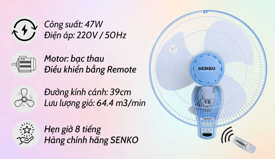 Quạt treo tường Senko 3 cánh TR1683 47W