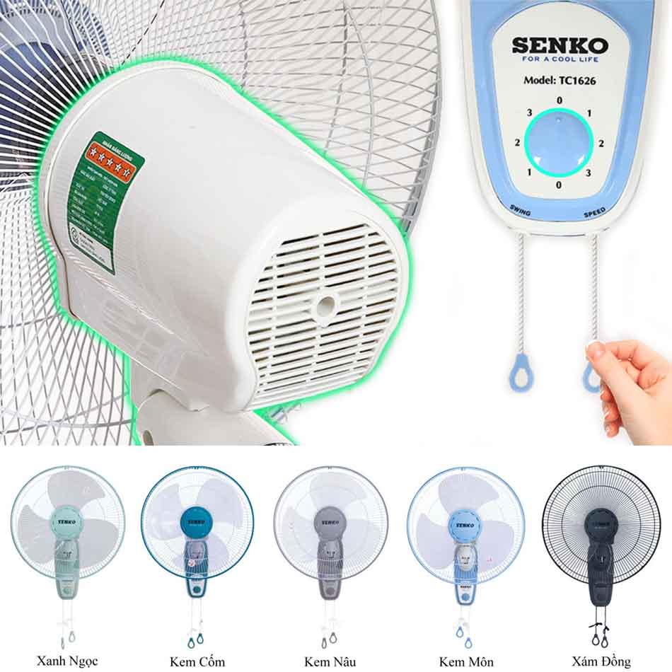Quạt treo tường Senko 3 cánh 2 dây TC1626 47W