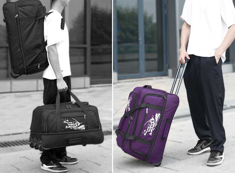 Túi trống du lịch có tay kéo bánh xe tầng mở rộng size 20 tím TM890