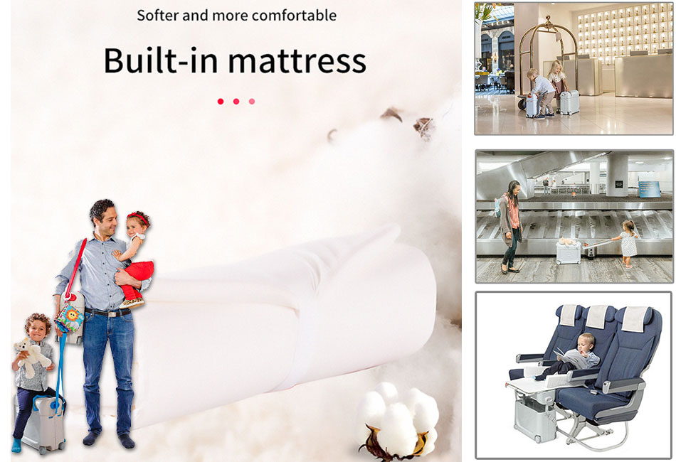 Vali trẻ con tự ngồi đẩy có dây kéo có thể làm giường ngủ TM210