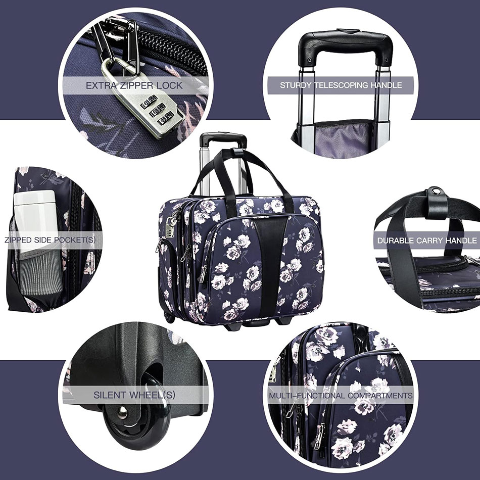 Vali kéo họa tiết nữ kiểu vuông nhỏ size 17 đựng laptop quần áo TM734