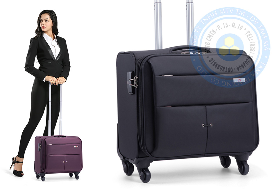 Vali kéo ngang nữ Vali kéo ngang nữ đẹp vải dù chống nước size 16 nhỏ TM006 (Tím)