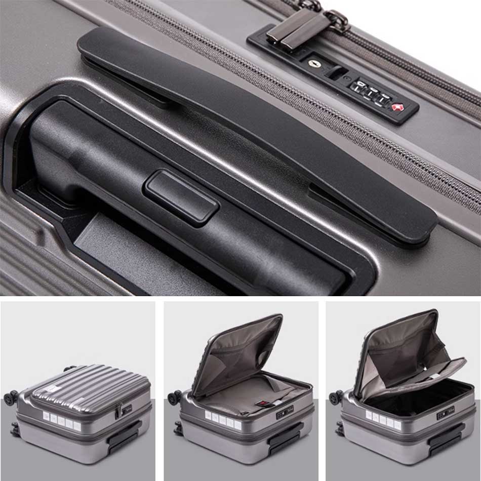 Vali nhựa size 16 có ngăn trước đựng laptop kiểu pilot vuông TM173