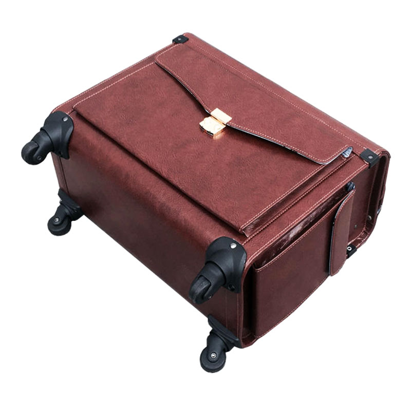 Vali phi công 2 bánh da PU màu nâu Vali phi công 2 bánh da PU màu nâu đẹp cho nam nữ TM223